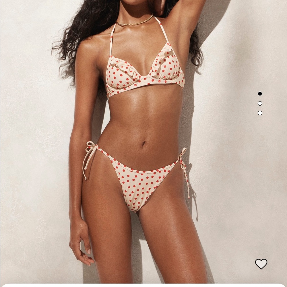 J.crew Dot print ruffle bikini (34b top, S bottom)